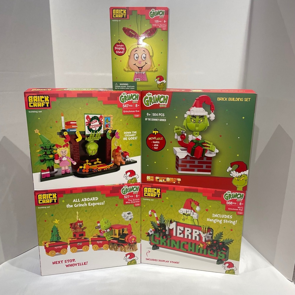 Brick Craft The Grinch Building Set Lot 5 Pack Train Fireplace Sign Cindy-Lou
